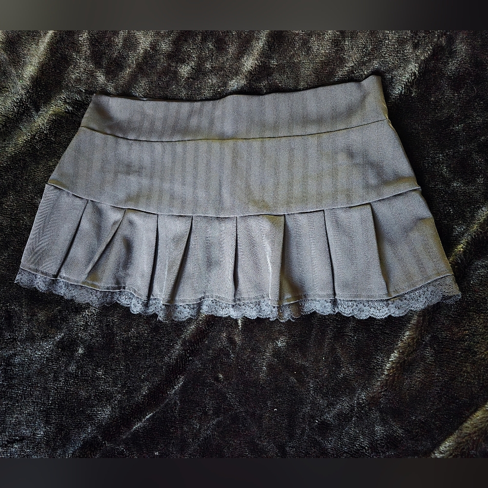 V&X Super Mini Skater Skirt with Lace Trim
